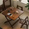 Mesa de Comedor Plegable de Madera Maciza para Uso Doméstico, Mesa Cuadrada Pequeña para Apartamentos de Alquiler, Mesa de Comedor Cuadrada Simple Portátil