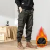 26 Novo Estilo Masculino Estilo Japonês Roupa de Trabalho Casual Esportiva Outdoor Versátil Calças Quentes Calças Espessas com Múltiplos Bolsos Punhos Elásticos