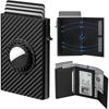 Amazon nueva billetera para hombre de microfibra encerada al aceite AirTag triple pliegue rfid antirrobo cepillo estuche para tarjetas emergente automático
