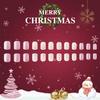 24 Piezas Uñas Cuadradas Cortas con Brillo Nuevo 2024 Arte de Uñas Navideño Copo de Nieve Brillo Rayas Irregulares Removible