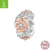 Pulsera de plata Ziyun original con flores de rosa bañadas en oro rosa, cuentas de bricolaje, cuentas de plata s925 románticas de alto sentido, cuentas sueltas