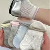 Calcetines Rayados para Mujer, Algodón Puro, Estilo Delgado de Verano, Patrón de Corazón Bordado, Cuadros, Borde Enrollado, Calcetines de Media Pantorrilla, Calcetines Largos de Dongdaemun