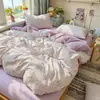 Nuevo juego de cuatro piezas jacquard teñido en hilo de alto peso, estilo simple y fresco, ropa de cama estilo princesa de lujo ligero