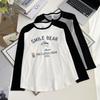 100kg Hermana Gordita Principios de Otoño Nueva Era Camiseta Básica Estampada con Letras Dibujos Animados Mangas Raglán Talla Grande Top 8017