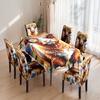 Capa de cadeira de toalha de mesa de fábrica transfronteiriça, quatro estações, universal, família, à prova d'água, toalha de mesa de jantar, capa elástica para cadeira