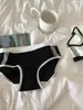 Estilo japonés simple chica carta estilo deportivo algodón ropa interior mujer fina cómoda transpirable cintura media calzones de algodón para estudiantes