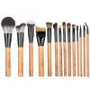 Conjunto de pincéis de maquiagem de 14 peças na cor de madeira natural, pincel para pó ultra macio, pincel para blush, pincel para sombra de crina de cavalo, conjunto de ferramentas de maquiagem
