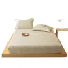 Sábana Bajera Ajustable Jacquard de Lino y Algodón Wabi-Sabi Clase A Pieza Única Juego de Tres Piezas de Algodón Puro Ropa de Cama Sencilla para Casa de Huéspedes