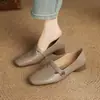 Mocasines de tacón grueso para mujer, sin cordones, con diseño de camelia, súper suaves, puntera cuadrada, estilo francés, cómodos para los pies
