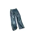 Jeans de Piercing de Pedrería Caliente Estilo Coreano Piernas Anchas Rasgados para Mujer 2026 Verano Delgados de Cintura Alta Sueltos de Pierna Recta Pantalones Largos Casuales