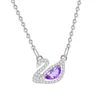 Collar de Plata de Ley S925 para Mujer con Colgante de Cisne de Cristal Natural, Granate de Alta Gama, Peridoto, Topacio Cadena para Clavícula