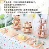 Decoración de Cumpleaños Adornos para Mesa de Postres Exhibidor de Boda Estante de Exhibición Desechable de Tres Niveles Soporte para Pasteles Rejilla para Pasteles