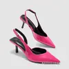 Sandalias de Tacón Alto con Tiras Cruzadas Europeas y Americanas para Mujer, Tacón Fino, Nuevo Estilo 2026, Punta Fina, Elegantes, Sandalias de Tacón Alto con una Sola Tira con Hebilla