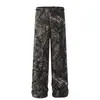 Pantalones cargo versátiles de estilo americano camuflados, lavados, vintage, para primavera-verano, unisex, pierna recta suelta, tiro medio, ligeramente elásticos, modernos, corte regular, transfronterizos