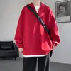 Sudadera con capucha nueva, simple y cómoda, de cuello en V grande para hombre, corte holgado, versátil, moderna, a la moda, estilo Hong Kong, marca de moda, talla grande