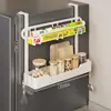 Estante de Almacenamiento para Cocina para el Lado del Refrigerador, Estante de Pared sin Taladro para Film Plástico y Condimentos, Organizador en Capas