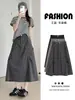 Falda de Trabajo con Cordón Estilo Americano para Mujer, Nueva Falda Midi A-Line Adelgazante de Cintura Alta con Efecto Plisado para Primavera y Otoño, Falda Corta Casual para Mujer Petite