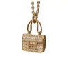 Colar Bolsa H Kankan de Prata Pura de Alta Qualidade para Mulheres, Corrente para Clavícula com Diamantes Inteiros em Ouro Rosa 18K de Luxo Leve de Nicho com Design Geométrico Exquisito