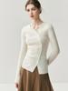 Elegante Cárdigan de Cachemira con Botonadura Inclinada para Mujer, Otoño/Invierno Suave Ajustado Canalé Botones Versátil Suéter Tejido para Capas