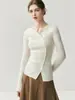 Women's V-Neck Asymmetrical Slim-Fit Cardigan Cashmere Knitwear Autumn and Winter New Style Solid Color Irregular Buttons Simple Style