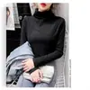 Camiseta Térmica de Cuello Alto Medio Engrosada para Mujer 2025 Nuevo Otoño/Invierno Cálida Elegante Ajustada de Manga Larga