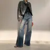 Jeans de Campana Retro Americanos para Mujer, Nuevo Estilo Otoño e Invierno, Tallas Grandes, Cintura Alta, Adelgazantes, Pierna Recta, Pantalones de Longitud hasta el Suelo