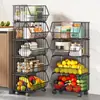 Estante de Cocina de Pie Cesta para Verduras Almacenamiento de Frutas y Verduras Organización del Hogar Carrito Multifuncional para Snacks y Condimentos