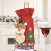 Nova decoração de Natal: Sacos de cordão para garrafas de champanhe com desenho de campo de neve em juta, sacolas de garrafa de boneca xadrez para atacado