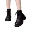 Botas Martin de suela gruesa para mujer, botas cálidas de una sola capa 2026 Nuevo estilo Otoño/Invierno Estilo Británico Botines Botas de algodón Artículo popular Botines con felpa