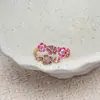 Anillo de Flor de Lujo Ligero Francés para Mujer Diseño de Nicho Abierto Ajustable Anillo para Dedo Índice Dedo Rosa Azul de Gama Alta