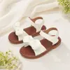 Sandalias de Color Liso con Moño para Niñas Suela Suave Velcro Verano para Bebés y Niños Pequeños Punta Abierta Estilo Princesa Sencillo