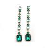 Aretes Geométricos de Aleación con Diamantes de Diseño Retro Europeo y Americano, Distintivos Aretes Largos Cuadrados de Esmeralda con Pedrería para Mujer