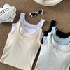 Novo estilo Pure Desire estilo colete de ombro largo para mulheres com almofada no peito, push-up, anti-caminhada, cobertura leve para os seios, roupa externa combinando, top tubinho no peito