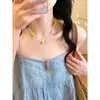 Verão Limão~Conjunto de Brincos e Colar de Limão com Contas de Cristal Estilo Férias na Praia Acessórios de Luxo Leve