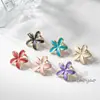 Pendientes de esmalte DIY con flor de hada de colores, estilo francés, temperamento suave y elegante, personalizados y versátiles con un toque de alta gama