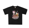 Camiseta de Manga Corta de Verano Hellokitty25 Estilo Nuevo Estampado de Letras Milo Corte Holgado para Hombres y Mujeres Parejas