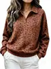 Sudadera con Cuello Polo y Estampado de Leopardo Estilo Europeo y Americano 2026 para Mujer, Jersey Holgado de Manga Larga, Top Casual de Otoño para Comercio Electrónico Transfronterizo
