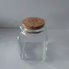 Pote de Armazenamento de Boca Larga Quadrado de Vidro Transparente 250ml para Alimentos Secos, Garrafa para Desejos, Pote para Armazenamento de Especiarias