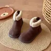 Botas Birkenstock para meninas, coleção de inverno 2026, botinhas infantis, botas de neve, estilo coreano moderno, forradas com fleece, quentes e botas retrô para bebês