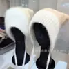 Invierno 2025 Japonés y Coreano Original Nuevo Sombrero de Protección para las Orejas Tejido de Pelo de Conejo para Mujer Sombrero de Orejas de Gato Color Sólido Sombrero de Lana Cálido