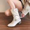 Nueva colección de otoño 2026: Botas de tacón grueso estilo francés hasta el tobillo para mujer, con diseño retro, efecto de realce de altura, estilo versátil y punta fina.