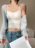 Moda Nova Primavera e Verão Camisola Versátil Colete Pequeno Sem Marcas Confortável Respirável Alça Bojo de Peito Couro Gelado Costas Bonitas Body Justo