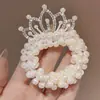 Tiara de Coroa Princesa Infantil Fita de Cabelo de Pérola Elástico para Cabelo Corda de Cabelo para Meninas Alta Elasticidade Corda de Cabelo Acessório de Coque para Cabelo