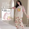 Pijama feminino de algodão com bojo, manga curta, calça cropped, fino, respirável, fofo, cartoon, roupa de casa, conjunto de verão