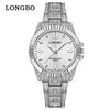 Relojes de Moda Longbo para Hombre y Mujer con Incrustaciones de Diamantes para Comercio Exterior, Relojes de Pareja de Venta Caliente Transfronteriza, Relojes de Cuarzo con Correa de Acero Impermeables Luminosos