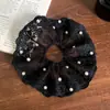 Novo Estilo Francês Retrô Doce Renda de Pérola Anel de Cabelo branco-creme Suave Elegante Corda para Rabo de Cavalo Flor de Cabeça