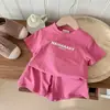 Trajes Casuales Holgados de Verano para Niños y Niñas con Letras Estampadas, Conjuntos para Hermanos, Pantalones Cortos de Manga Corta, Conjunto de Dos Piezas a la Moda