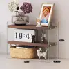 Prateleira de armazenamento de mesa, estante de livros para estação de trabalho de escritório, prateleira de armazenamento de livros pequena multicamadas transparente de acrílico