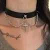 Gargantilha Minimalista Y2K de Renda Cruzada, Personalidade Doce e Descolada, Acessório de Gargantilha Hot Girl de Nicho, Anel de Pescoço Gótico