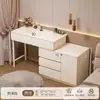 Penteadeira cuidadosamente selecionada para quarto, mesa de cabeceira simples e moderna, mesa de maquiagem com armário de armazenamento, nova escrivaninha de maquiagem integrada em estilo creme